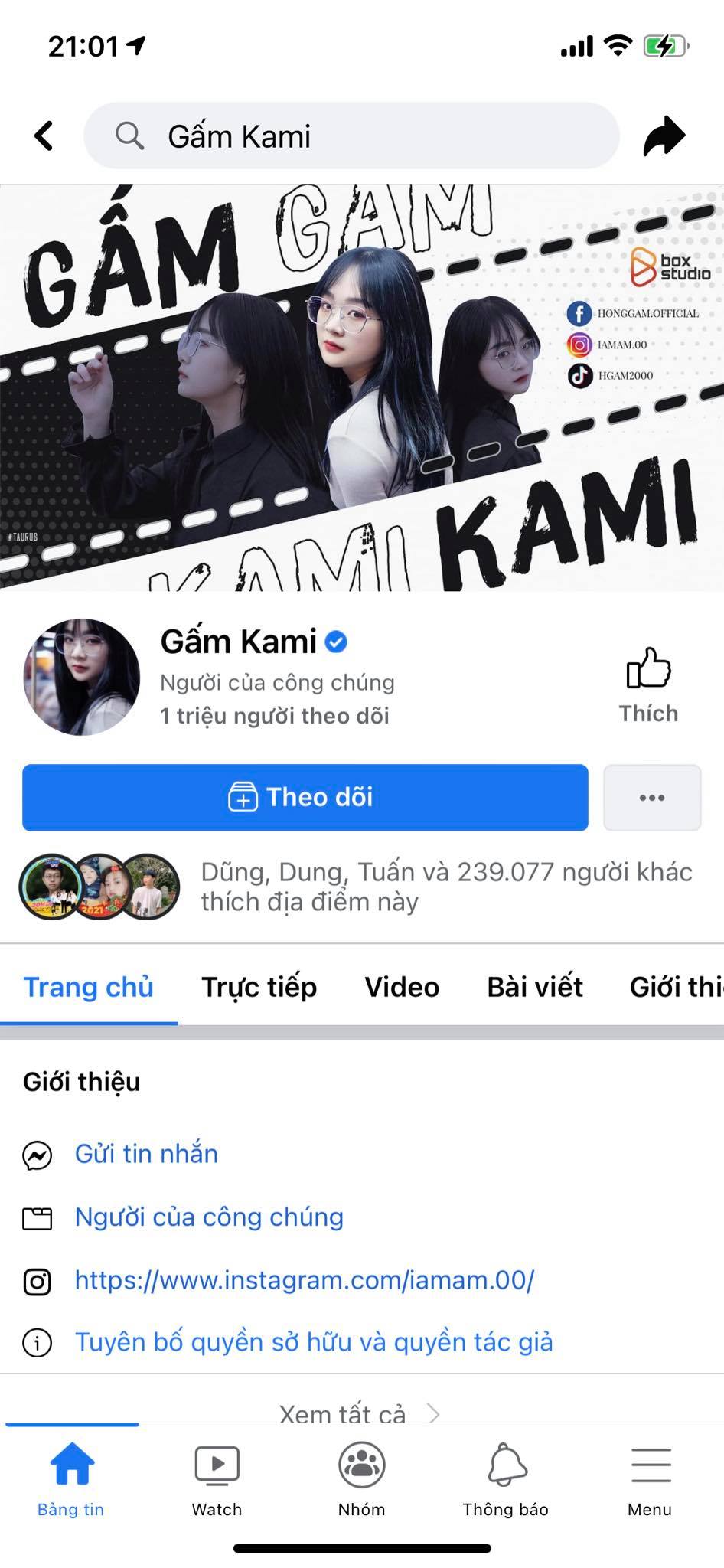 Gấm Kami cán mốc 1 triệu follow Fanpage