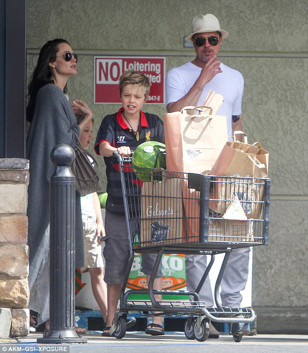 little girl shiloh jolie-pitt with her parents before the family broke up