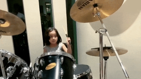Baby Zia can even play the drum.