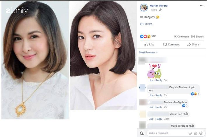 Many people immediately commented that this hairstyle made her look like Song Hye Kyo, some fans even boldly commented that she was much more beautiful than Song Hye Kyo with the same hairstyle.