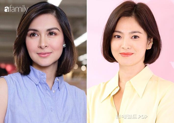 Quả thật kiểu tóc này cũng khiến Marian Rivera có nét hao hao với Song Hye Kyo, cả 2 cùng sở hữu gương mặt tròn trịa, môi dày, ánh mắt linh hoạt có thần.