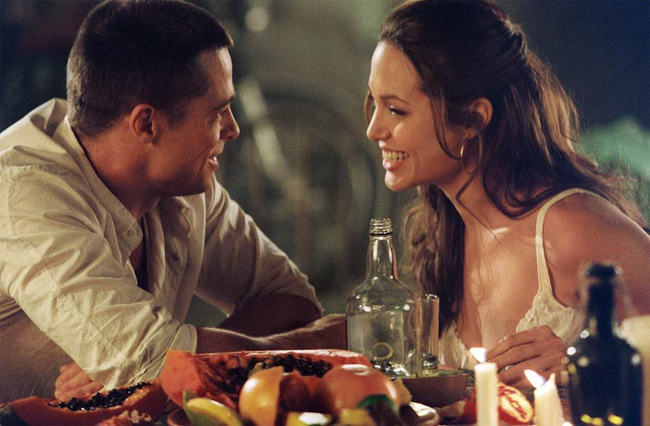 John (Brad Pitt) and Jane Smith (Angelina Jolie) in the movie Mr. &Mrs. Smith.