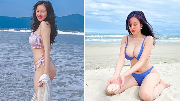 Diện bikini trên bãi biển, Bà Tưng khiến dân mạng 'mắt chữ A mồm chữ O' vì vòng một ngồn ngộn