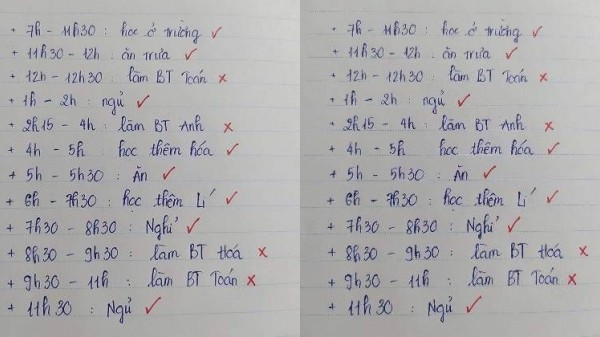 Nữ sinh đăng thời gian biểu, nhìn thì tưởng chăm học lắm nhưng qua 1 chi tiết dân tình phát hiện sự thật