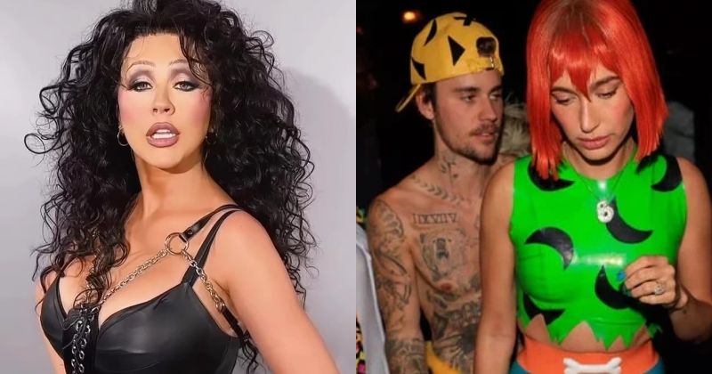 View -             Christina Aguilera hóa Cher, vợ chồng Justin Bieber biến thành vợ chồng nhà Flintstones    
