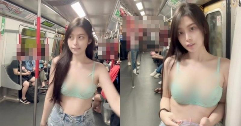             Hot girl vô tư diện nội y đi tàu điện, netizen chán nản quay mặt    