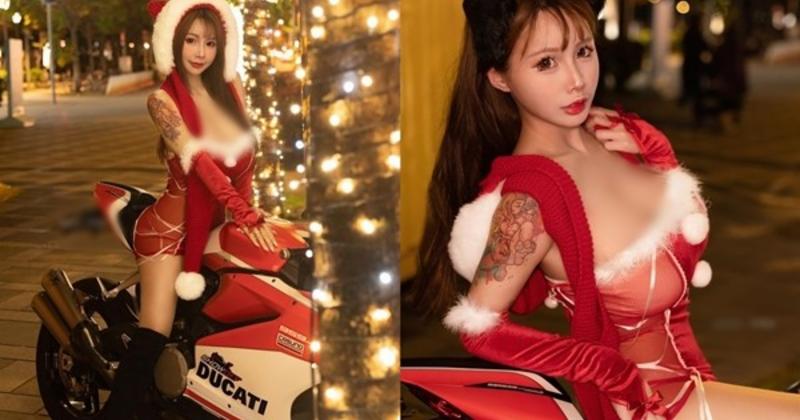 View -             Hot girl siêu vòng 1 diện đồ Noel gây sốt vì quá xinh đẹp    