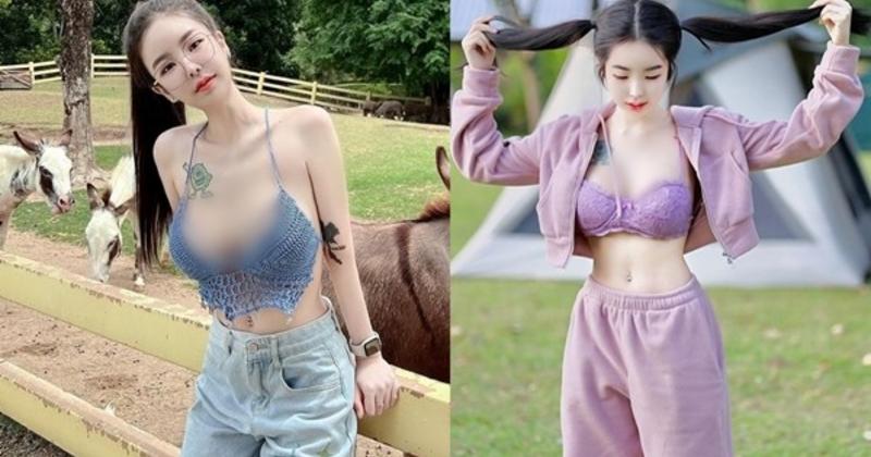             Đỏ mặt hot girl siêu vòng 1 diện nội y khoe dáng nuột    