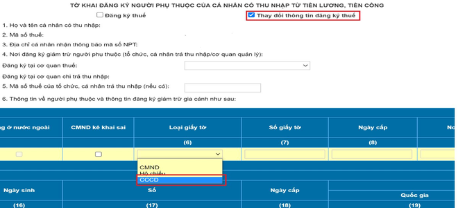 View -             Cách cập nhật thông tin Căn cước công dân thay cho CMND cũ trong đăng ký thuế    