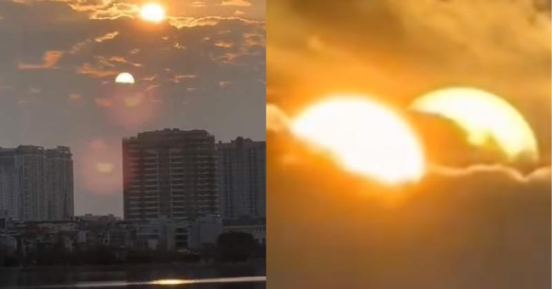             Kỳ lạ 2 mặt trời xuất hiện trên bầu trời Hà Nội    