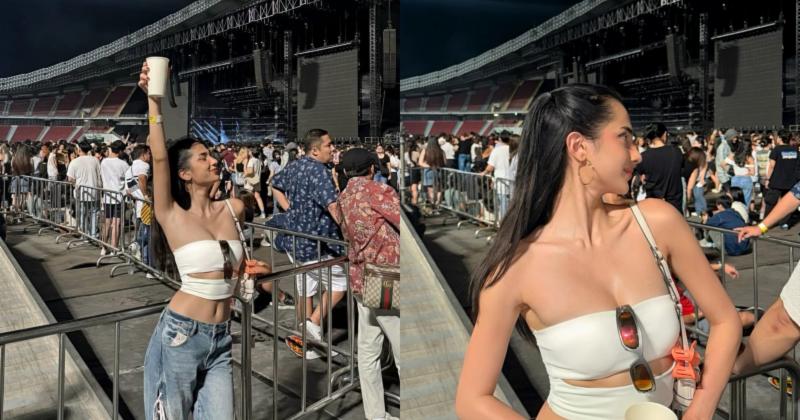 View -             Hotgirl lai Việt - Tây Ban Nha mặc 'mát mẻ' đi xem nhạc hội    
