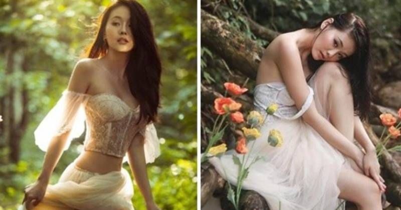             Hot girl xinh tựa nữ thần, mặc xuyên thấu nóng bỏng giữa rừng    