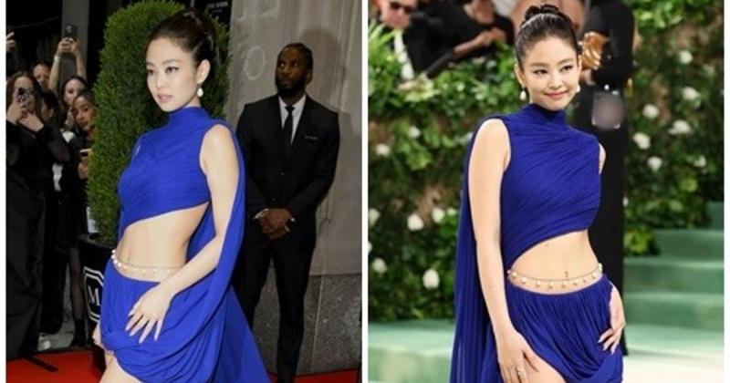 View -             Jennie nhóm BlackPink khoe vòng eo rắn nước ở Met Gala 2024    