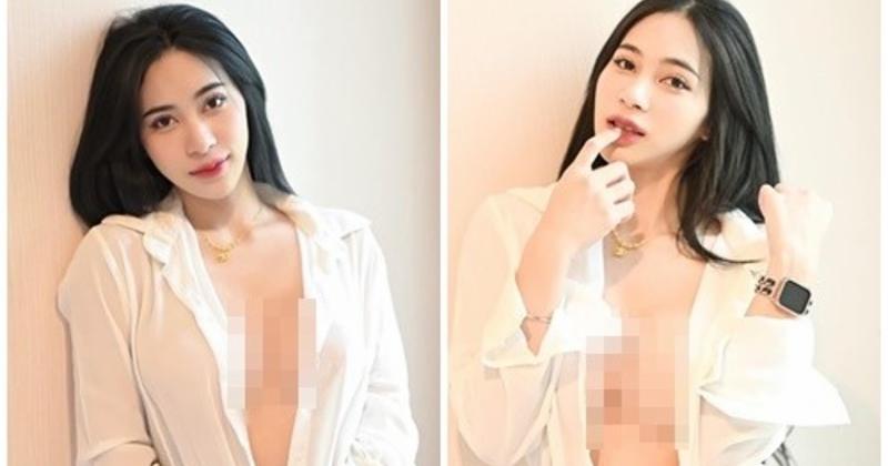 View -             Hot girl siêu vòng một 'quên nội y', mặc sơ mi buông lơi    