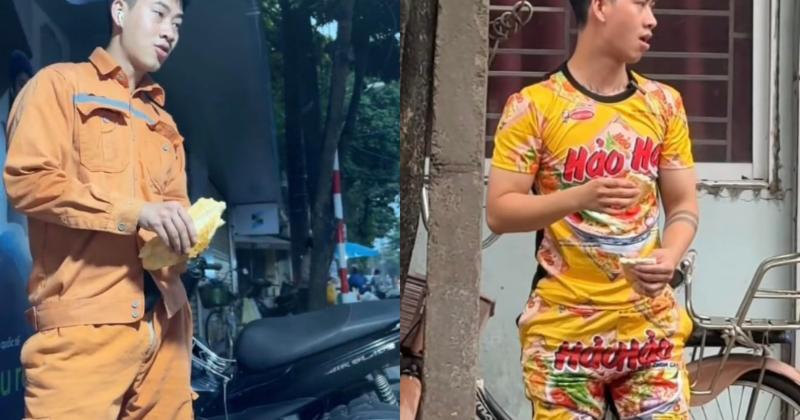 View -             Ông chồng phụ vợ bán xôi viral cõi mạng vì outfit đi làm    