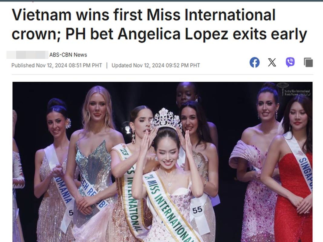 View -             Báo quốc tế rầm rộ đưa tin Thanh Thủy đăng quang Miss International 2024    