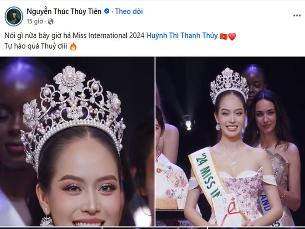 View -             Báo quốc tế rầm rộ đưa tin Thanh Thủy đăng quang Miss International 2024    