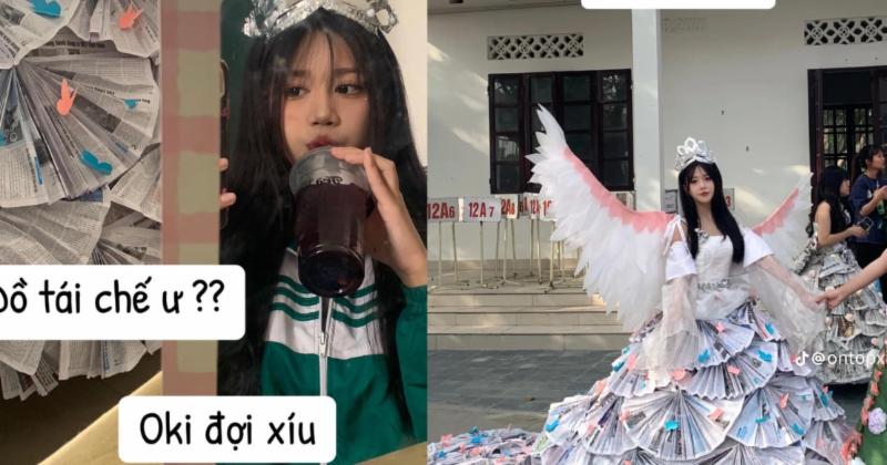             Xuýt xoa trước thiết kế váy tái chế công phu của học sinh    