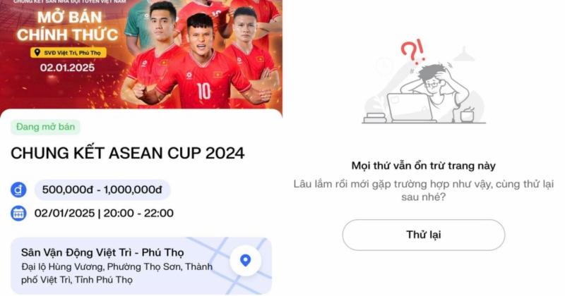             Trang bán vé chung kết AFF Cup 2024 bị 'đơ', NHM thấp thỏm    